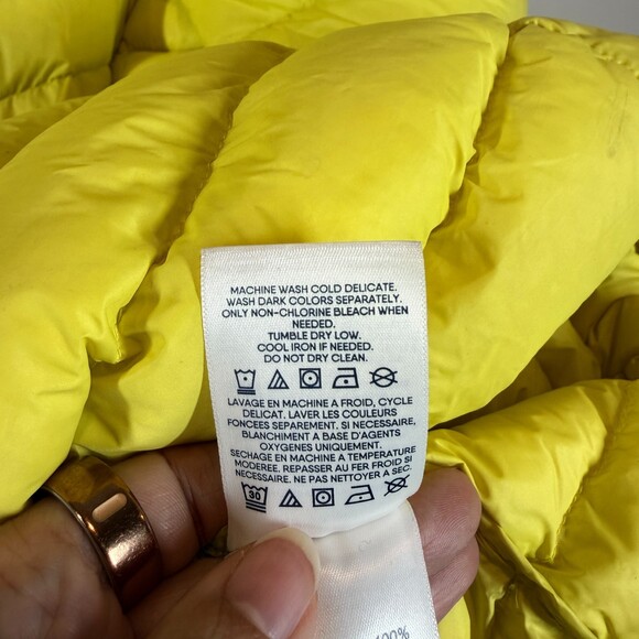 Lands' End Womens 3X 24W-26W Yellow Down Puffer Jacket Hooded Quilted - Picture 4 of 12